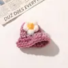 Chapéu de Tricô Fofo Simples de Fio com Florzinha Artesanal Outono Inverno Acessórios e Materiais para Roupas DIY Bonecas