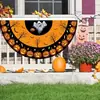 Bandera Abanico de Halloween, Decoración de Fondo para Pared de Patio Exterior, Porche, Festival de Fantasmas, Bandera Colgante de Material de Poliéster, Bandera Semicircular