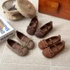 Zapatos Ins Estilo Francés Piel Mate 2026 Primavera y Otoño Nuevos Estilo K Zapatos de Princesa con Lazo Planos Suela Suave para Niñas