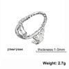 Anillo de acero inoxidable transfronterizo para mujer, ajustable, con apertura, superficie martillada simple y moderna, ovalado y hueco.