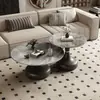 Mesa de Centro em Forma de Letra para Sala de Estar Estilo Luxo Leve, Mesa de Centro de Ardósia para Uso Doméstico, Conjunto de Mesas de Centro Alta e Baixa para Sala de Estar, Mesa de Centro Móvel, Mesa de Chá