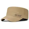 Nuevo Sombrero de Cuatro Estaciones para Hombre con Parches Bordados de Letras, Copa Plana, Sombrilla Casual para Exteriores, Hebilla Metálica, Gorra Militar Versátil