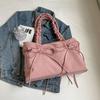 Bolsa de lona feminina 2024 nova moda grande capacidade plissado ombro axila bolsa casual all-match crossbody bolsa tote