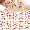 Pegatina de Tatuaje de Postre Impermeable para Niños, Fiesta de Cumpleaños para Niños y Niñas, Pastel, Caramelo, Dibujos Animados Divertidos, Pegatina Temporal