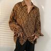 Camisa Floral Masculina Manga Longa Primavera e Outono Senso de Alto Padrão Estilo Coreano Tendência Ins Rasgador Bonito Nicho Jaqueta Camisa Estilo Retrô de Hong Kong