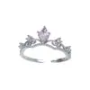Anel de Coroa Coração Rosa Estilo Fada, Joia Exquisita de Zircônia, Versátil, Luxo Leve, Joias de Alto Padrão, Elegante e para o Dia a Dia