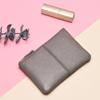 Porta-moedas de Couro Genuíno Mini Porta-chaves Feminino Simples Duplo Zíper Bolsa de Moedas Carteira Curta de Couro de Vaca Camada Superior