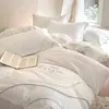 Nuevo Hotel de Lujo Mismo Estilo Sarja Algodón Amigable con la Piel Juego de Cuatro Piezas Posada Folclórica Funda Nórdica Engrosada Sábana Plana Sábana Ajustable Venta al por Mayor