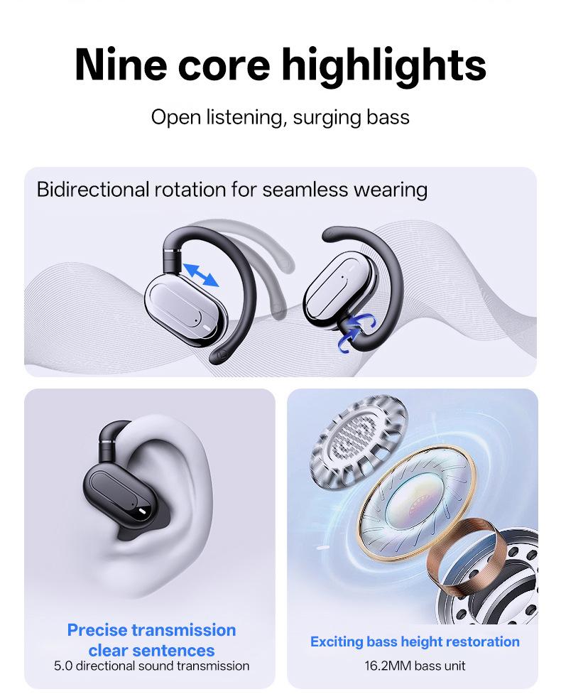 2025新款智能蓝牙耳机多国语言实时翻译器挂耳式声控降噪超长