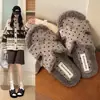 Pantuflas de Lunares Franceses Esponjosas para Mujer, Para Usar al Aire Libre, Nuevas Chanclas Planas Estilo Hada Otoño/Invierno 2026, Pantuflas de Algodón para Mujeres Embarazadas