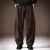 Pantalones casuales para hombre de pana gruesa estilo americano de alta gama, pierna recta holgada, pierna ancha, estilo papá para otoño