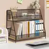 Estantería de escritorio para almacenamiento de oficina y dormitorio estudiantil, organizador de hierro para libros y cosméticos