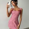 Novo Vestido Mini Camisola Xadrez Moda Y2K Feminino Primavera/Verão Adequado para Meninas Jovens em Concertos