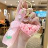 Pingente de areia movediça de cristal flor rosa óleo flutuante chaveiro de carro pingente de mochila de menina presentes de feriado