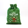 Bolsa de Regalo Navideña Verde al por Mayor Transfronteriza Bolsa con Cordón de Papá Noel Bolsa de Dulces de Nochebuena Bolsa para Manzanas Bolsa de Lino