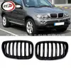 Adequado para 2004-2006/X5 E53 Preto Brilhante Para-choque Dianteiro Grade Dupla Kidney 51137124815