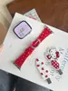 Fivela de Metal Hello Kitty Tira de Couro Adequado para Apple Watch iWatch 12ª Geração 11/10