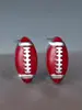 Pendientes Populares de Fútbol Americano Transfronterizos, Pendientes Creativos de Estilo Deportivo con Esmalte Rojo de Diseño Nicho