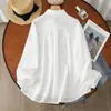 Coleção Outono 2026: Cardigan Feminino de Gaze Dupla Estilo Étnico Bordado Ponto Cruz Retrô Camisa Manga Longa Top Venda por Atacado