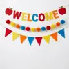 Suministro exclusivo transfronterizo: Banderines Triangulares de Fieltro para la Temporada de Regreso a Clases, Set de Pompones de Manzana de Bienvenida, Dropshipping OEM