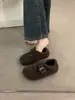 Zapatos planos Mary Jane de punta profunda, punta redonda, negros, forrados de felpa, nuevo estilo otoño/invierno para mujer, retro, cálidos y cómodos, sin cordones