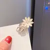 Grampo de Cabelo Elegante com Pérolas para Mulheres, Presilha de Metal com Laço Preto, Presilha Lateral de Alto Padrão, Presilha para Franja, Simples Presilha Bico de Pato