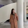 Abrigo de Lana Doble Cara, de Longitud Media, Versátil para Primavera, Otoño e Invierno, Adelgazante, Corte Holgado, Estilo Holgado para Mujer, Doble Botonadura