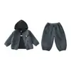Conjunto de três peças com capuz de urso, espesso, estilo coreano para meninas, para primavera e outono de 2026, nova moda, roupa infantil para meninas pequenas