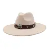 Estilo Nuevo Otoño e Invierno Occidental Transfronterizo Top Corazón de Melocotón Sombrero Jazz para Hombres y Mujeres, Sombrero de Lana de Ala Ancha, Estilo Étnico