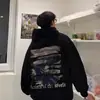 Moletom Oversize High Street Masculino com Capuz Marrom Moderno Americano Outono e Inverno Retrô Veludo Espessado Solto Jaqueta
