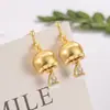 Nuevos Pendientes Colgantes de Lirio del Valle Dorado con Forma de Gota de Agua Estilo Chino Nuevo, Pendientes de Linterna Pequeña con Circonita de Diseño Retro de Nicho