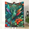 Manta de Sofá de Tartaruga e Beija-flor Mais Vendida da Amazon, Manta Criativa de Flanela com Pintura de Pequenos Animais, Manta para Soneca
