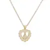 Aogu Colgante de Corazón de Zirconia Incrustada en Oro de 18 Quilates Chapado en Cobre, Exquisito y de Moda, Venta Caliente Transfronteriza Europea y Americana, Collar con Colgante de Corazón de María para Mujer