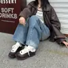 Zapatos de Entrenamiento de Ballet de Cuero Genuino, Zapatos de Mujer con Suela Blanda, Zapatillas Casuales de Bloques de Color Retro Nuevas de Nicho 2026, Zapatillas Forrest Gump