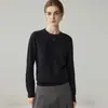 Suéter 100% cachemira pura para mujer, otoño e invierno, cuello redondo plano, tejido sin costuras, top base ajustado