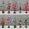 Decoração de Prato de Sashimi, Guarnição de Prato Frio para Catering de Hotel, Decorações de Prato com Flores e Grama de Plástico, Pequenos Enfeites, Flor de Ameixa de Inverno