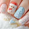 Manicura Estilo Navidad Nuevo Estilo Parche de Manicura para Uñas Blancas Manicura Copo de Nieve en Relieve Set Escarchado Manicura Elegante