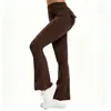 Calça de Yoga Stretch com Bolso de Botão Mais Vendida Calça Longa Roupa de Trabalho Levanta Bumbum Cintura Alta Esportiva Fitness Secagem Rápida Calça Flare K091