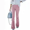 Pantalones de pana acampanados de cintura alta ajustados de color liso para mujer, con cintura elástica, de moda casual, para la primavera y el otoño 2026, transfronterizos