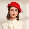 Otoño e Invierno elegante sombrero de copa femenino tocado de banquete femenino rizado encaje lazo malla sombrero de pintor boina retro