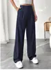 Comercio Exterior Transfronterizo 2026 Amazon Europeo y Americano Nuevos Pantalones Casuales de Mujer de Negocios de Tiro Alto de Color Sólido, Pierna Recta, Caída Suelta