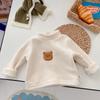 Ropa de Otoño e Invierno para Hombres, Mujeres y Niños Camiseta Estilo Occidental para Bebé Personalidad del Bebé Dibujos Animados de Moda Cuello Alto Engrosado Doble Cara Forro Polar Camiseta Base