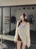 Blusa Sexy Transparente Nueva Otoño e Invierno Europeo y Americano 2025 Punto Holgado con Cortes Hombros Descubiertos Punto Versátil Reductor de Edad para Mujer