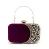 Bolso de Mano de Lujo Nuevo de Terciopelo con Brillo de Pedrería para Mujer, Bolso de Banquete Formal de Moda para Vestido Qipao, Bolso de Mano para Fiesta