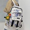 Mochila de Marca de Moda para Hombre, Elegante y Genial, Gran Capacidad, Mochila de Viaje Versátil con Graffiti, Bolso Escolar Casual de Moda para Estudiante Universitario