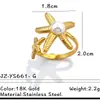 Anillo Yusen Transfronterizo de Acero Inoxidable con Forma de Estrella de Mar y Concha con Incrustación de Perla, Diseño Abierto, Joyería de Acero de Titanio Estilo Lujo Ligero de Nicho