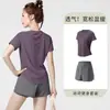 Conjunto de Ropa Deportiva de Yoga para Exteriores Delgado Fitness Holgado Manga Corta Elástico Secado Rápido Ropa para Correr Talla Grande Camiseta Pantalones Cortos
