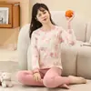 Conjunto de ropa interior térmica de algodón para adolescentes y estudiantes, conjunto de ropa interior cálida para niñas, pijamas para niños, tops y pantalones térmicos
