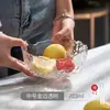 Cuenco de vidrio con borde dorado estilo japonés, plato transparente para frutas, cuenco de ensalada de verduras de moda, vajilla para platos fríos y fideos del hogar