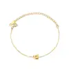 Pulseira Robusta de Aço Inoxidável com Inicial Transfronteiriça 18K Banhada a Ouro Titânio Aço 26 Letras Pulseira Elegante Versátil Feminina